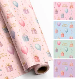Pastel Birthday Celebration Theme Premium Decorative Wrapping Paper Roll