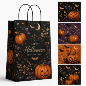 Luxury Halloween Pumpkin & Night Sky Premium Gift Bag