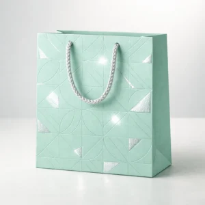 Minimalist Mint Geometric Embossed Premium Gift Bag with Foil Highlights